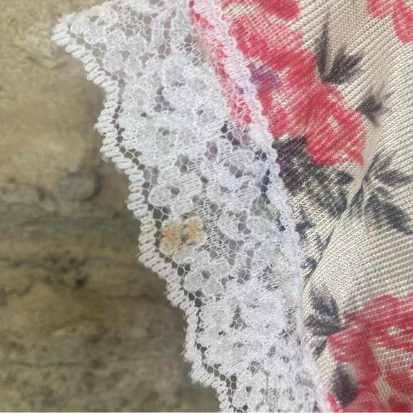 Vintage Private Moments NY floral flower lace trim wrap robe lingerie - Picture 5 of 15
